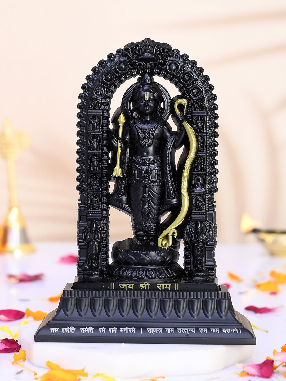 CRAFTAM Black and Gold-Toned Shree Ram Lalla Murti  Metal Religious Idol Showpiece