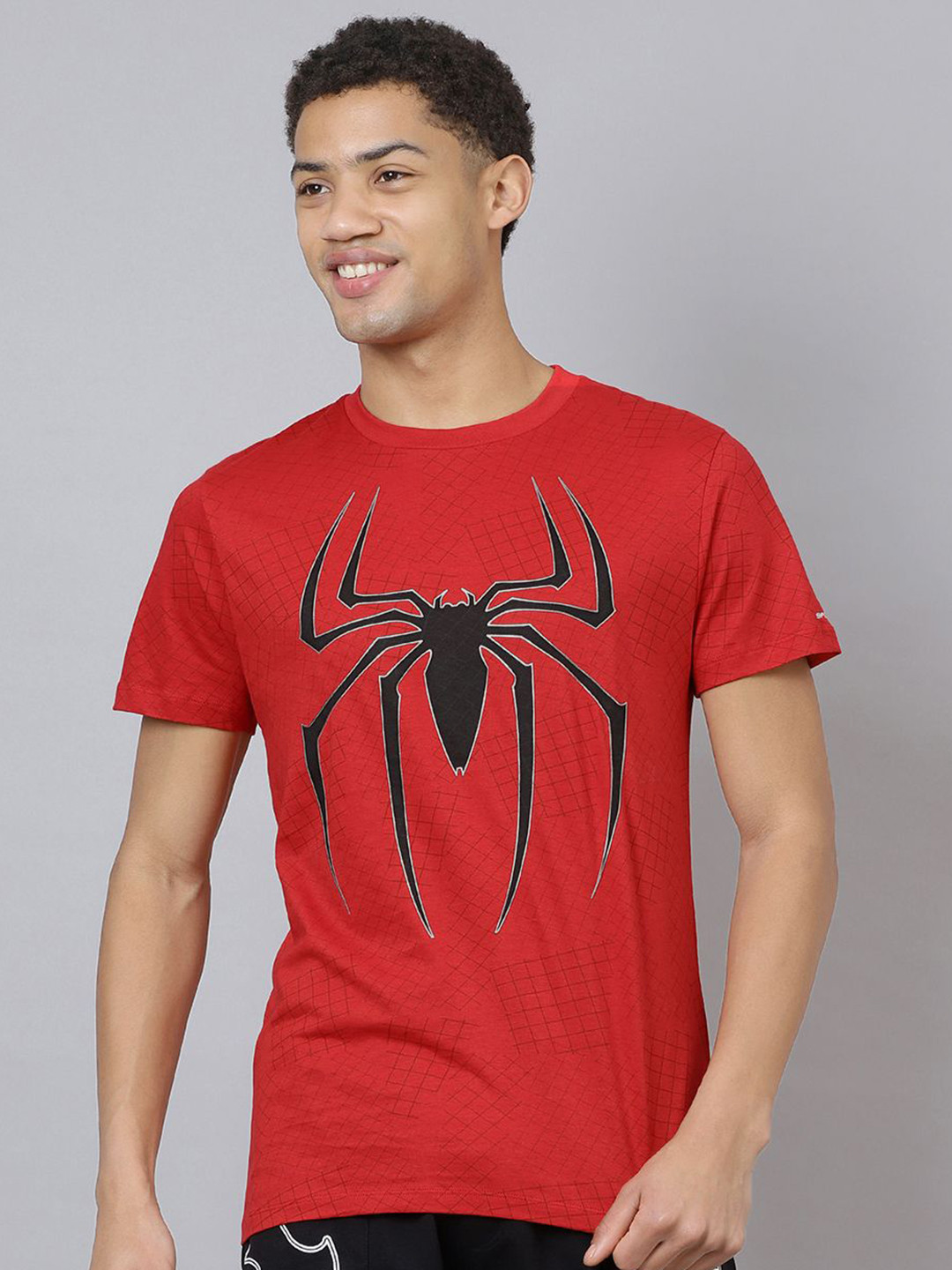 Free Authority Men Spider-Man Graphic Printed Round Neck Regular Fit Cotton T-shirt