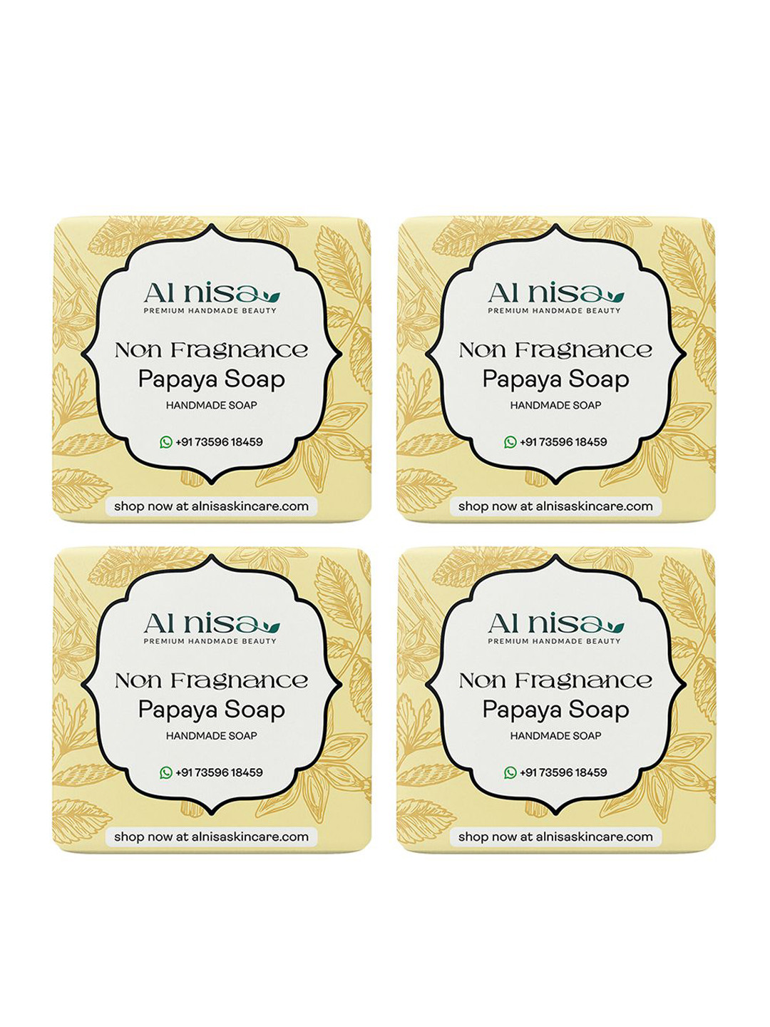 Al Nisa Set Of 4 Papaya Milk Handmade Soap- 100 g