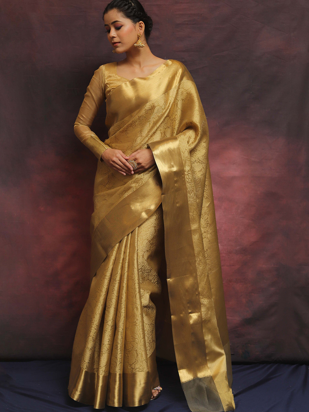 Banarasee Woven Zari Banarasi Tissue Saree