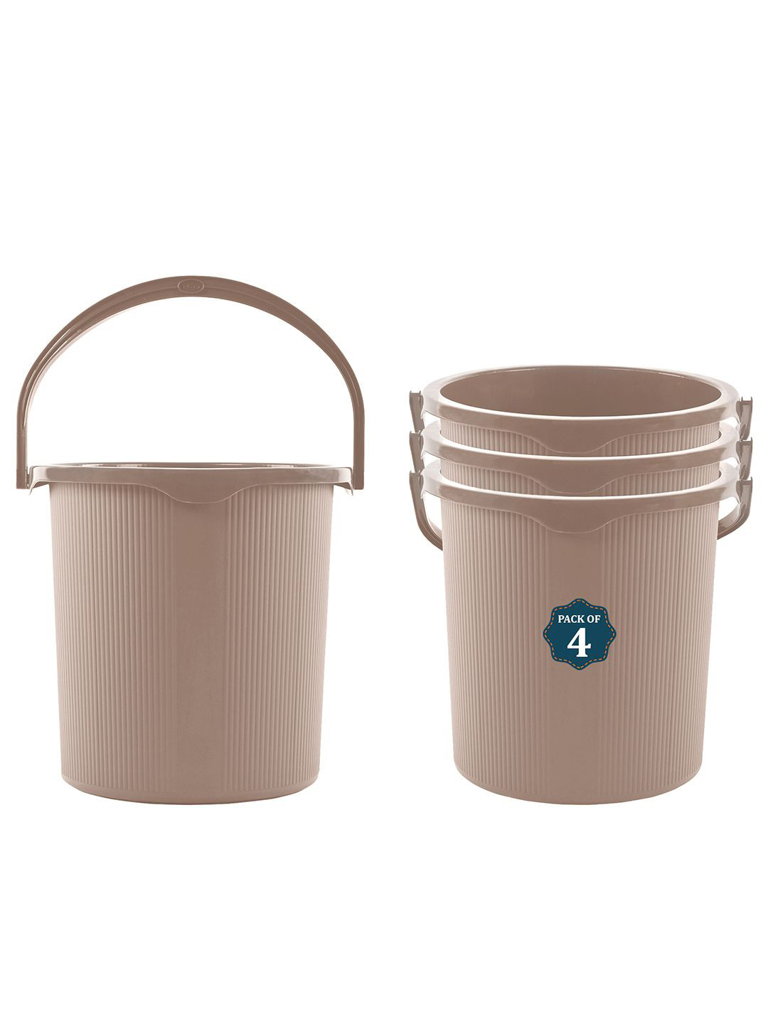 Kuber Industries Magnite Beige 4 Pieces Striped Bucket 25L