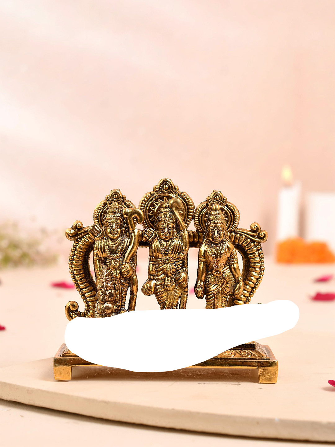 CRAFTAM Gold-Toned & Black Shri Ram Darbar with Hanuman Ji Metal Religious Idol Showpiece