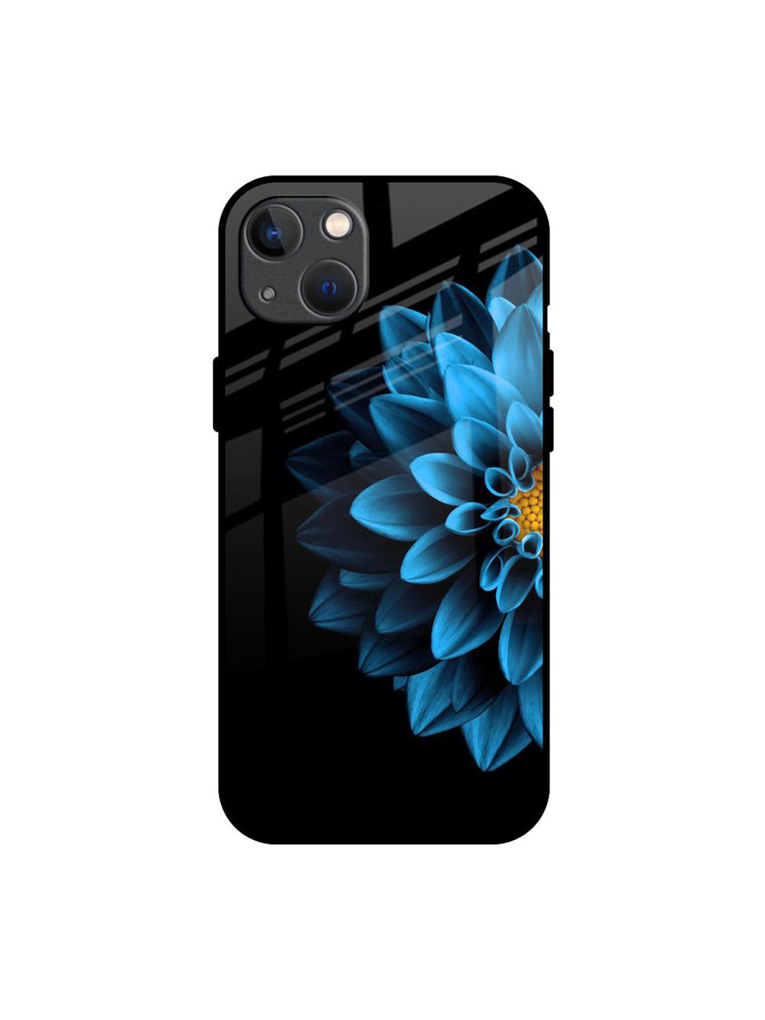 QRIOH Half Blue Flower Real Printed iPhone 13 Back Case
