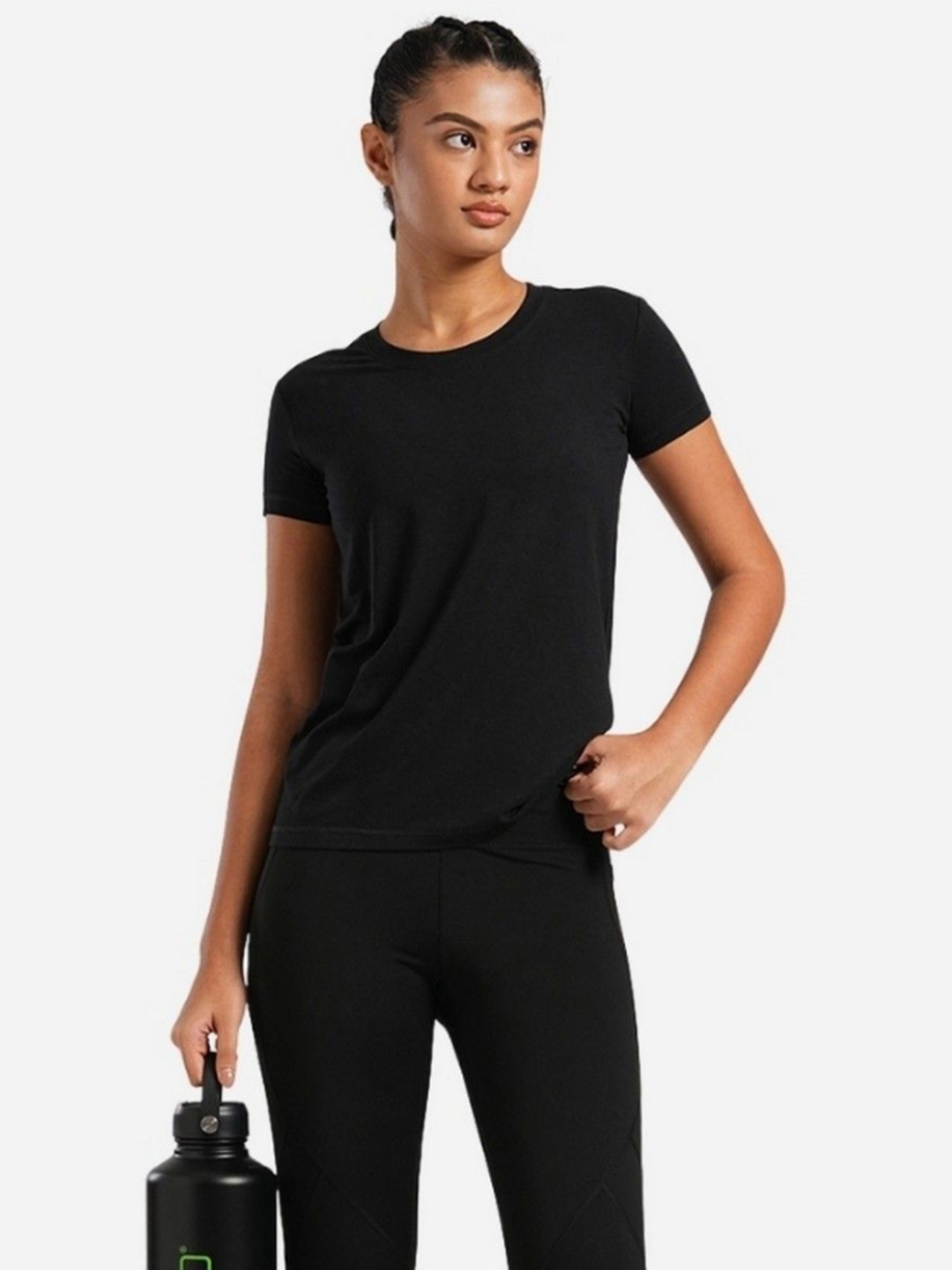 TEGO Women Moisture Wicking Solid Round Neck Bamboo T-shirt