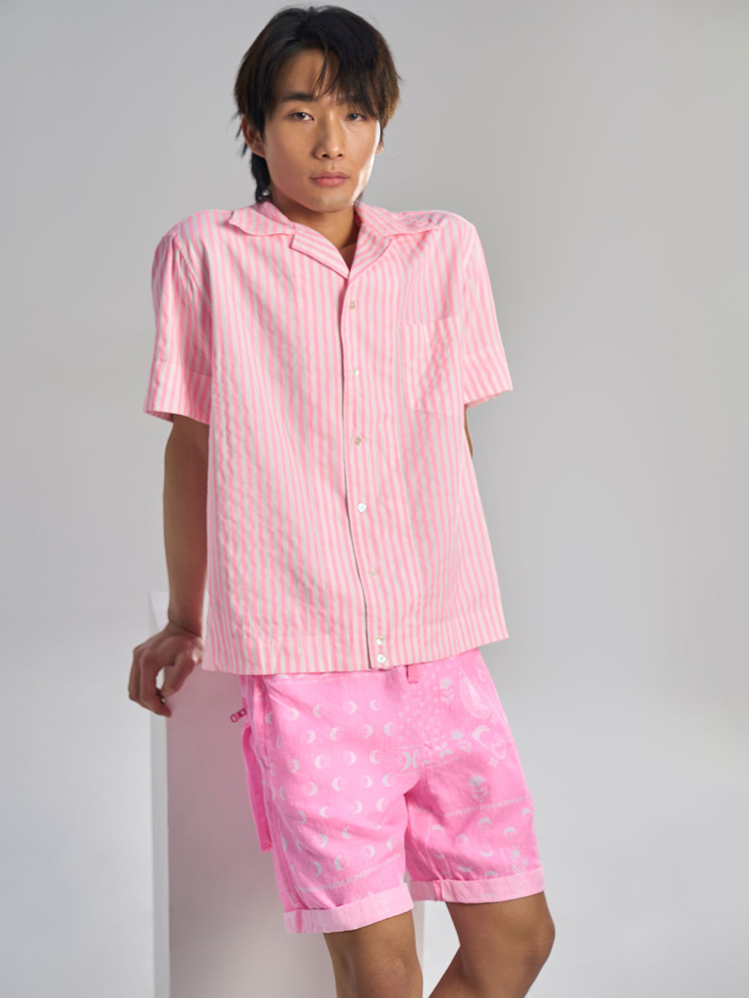 Terra Luna Men Printed Linen Shorts