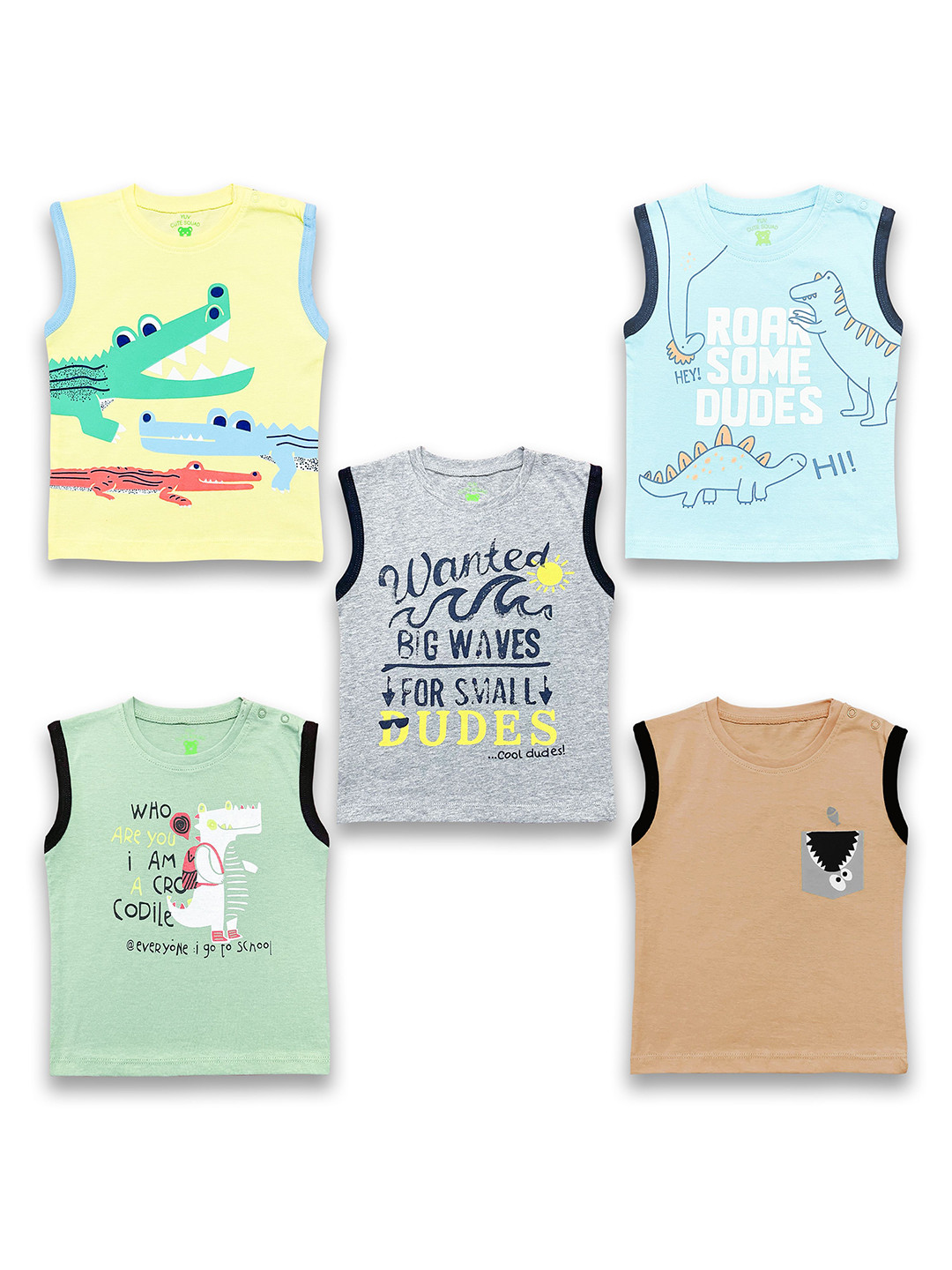 YUV Unisex Kids Typography Printed Round Neck Cotton T-shirts