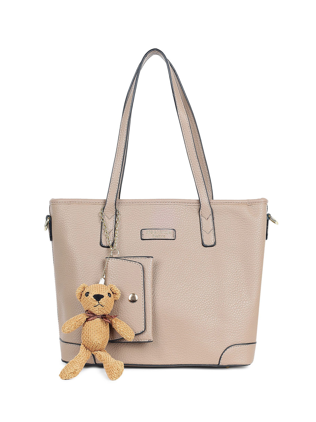 Pramadda Pure Luxury Textured Structured Shoulder Bag with Bow Detail