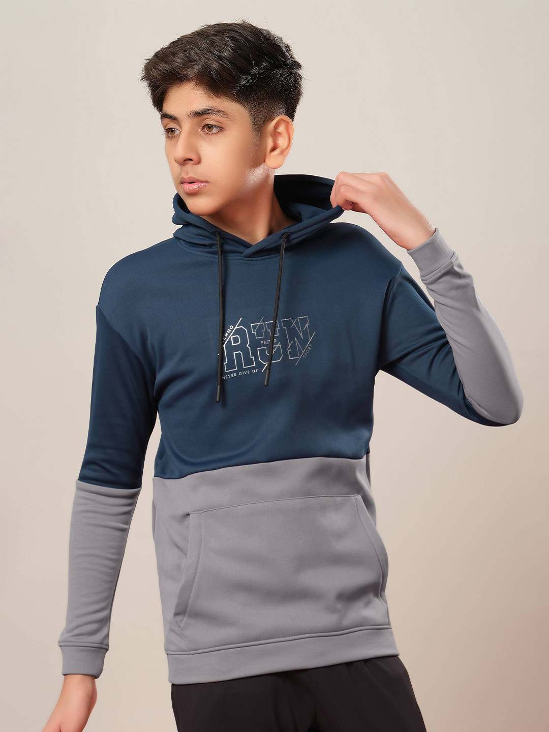 Technosport Boys Colourblocked Hooded Sweatshirt