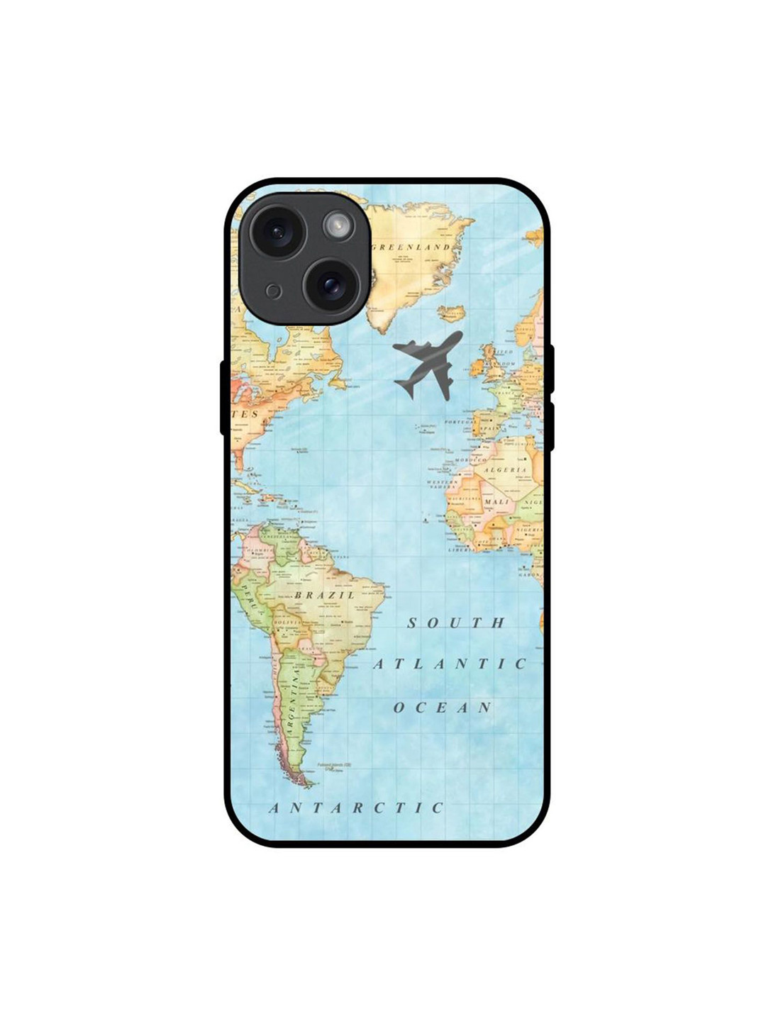 QRIOH Travel Map Printed iPhone 15 Plus Back Case