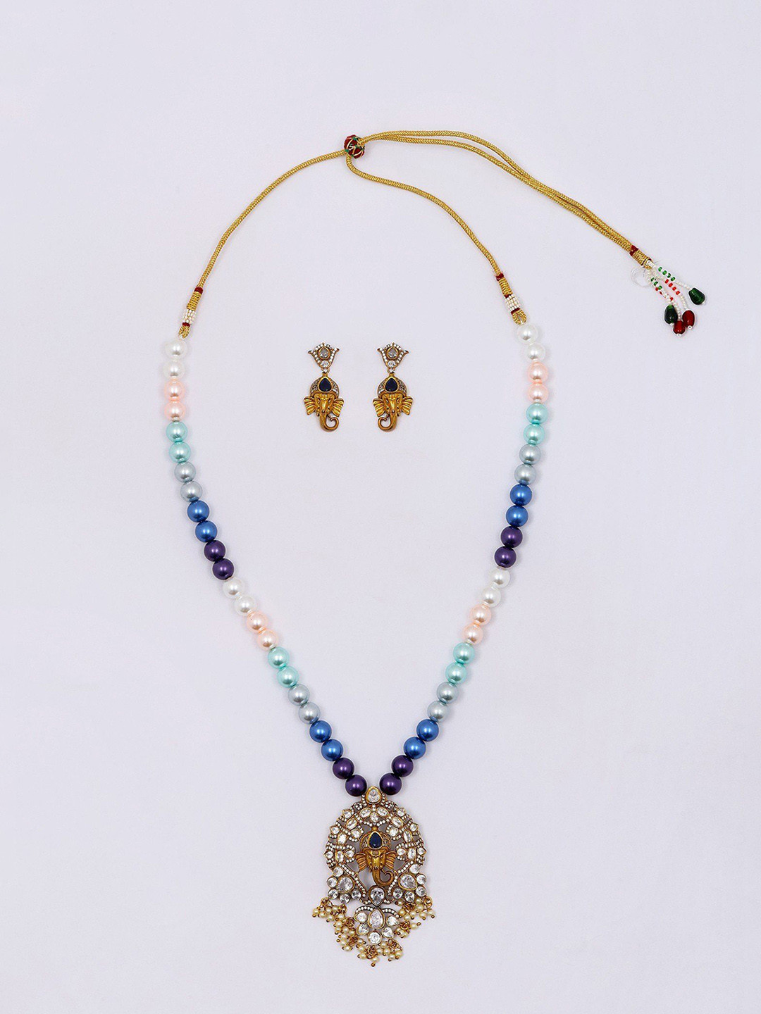 Exotic India South Indian Traditional Style Necklace and Earring Set