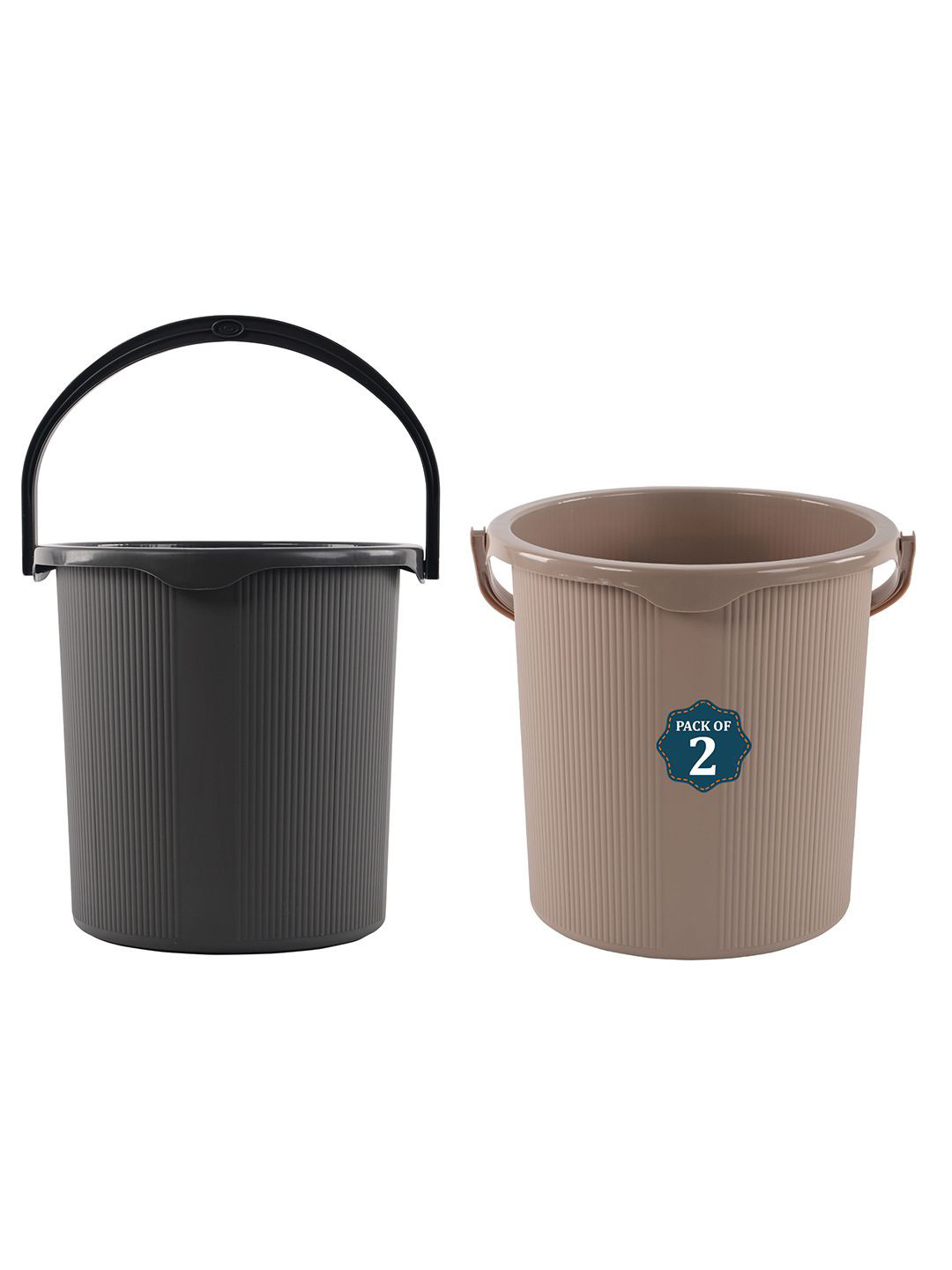 Kuber Industries Magnite Grey & Beige 2 Pieces Striped Bucket 25L