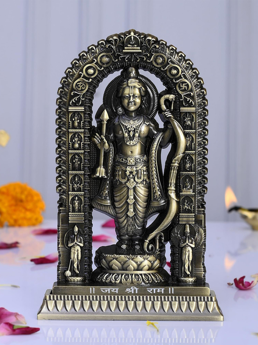 CRAFTAM Black and Giold-Toned Shree Ram Lalla Murti Metal Religious Idol Showpiece