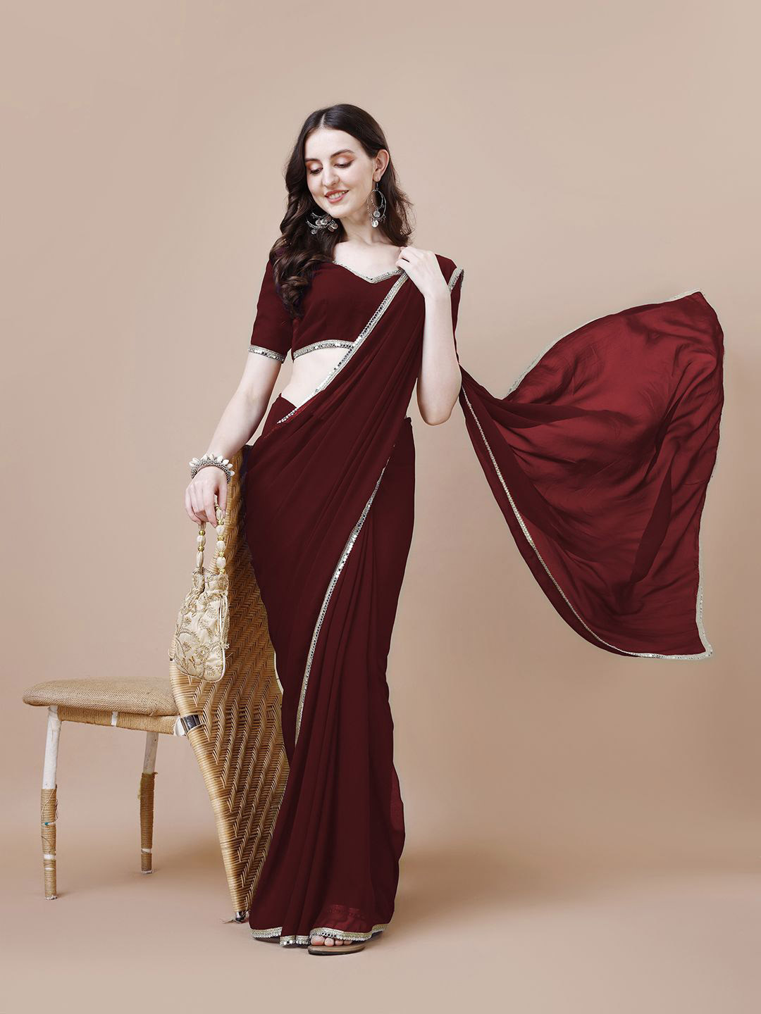 Rensa Sequinned Pure Georgette Saree