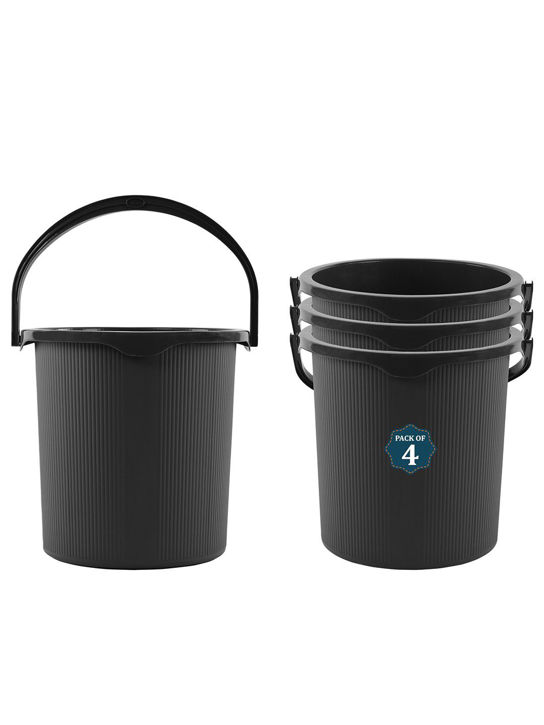 Kuber Industries Magnite Grey 4 Pieces Striped Bucket 25L
