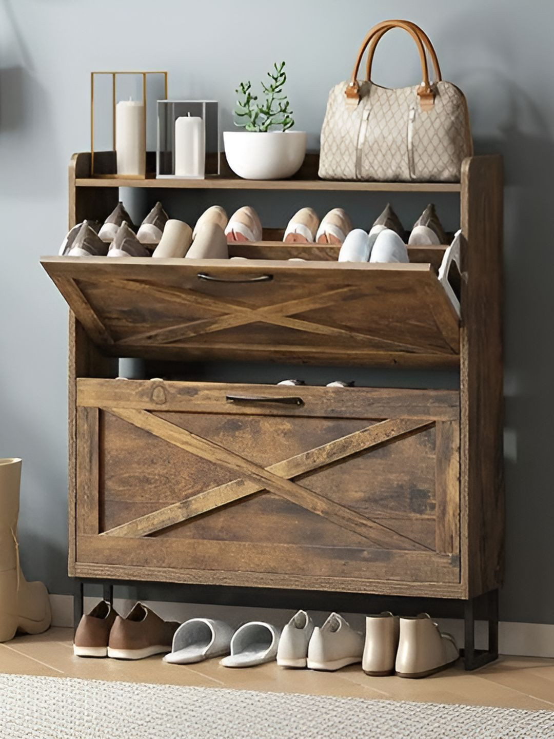 THE ARTMENT Cove Brown Shoe Organizer Cabinet