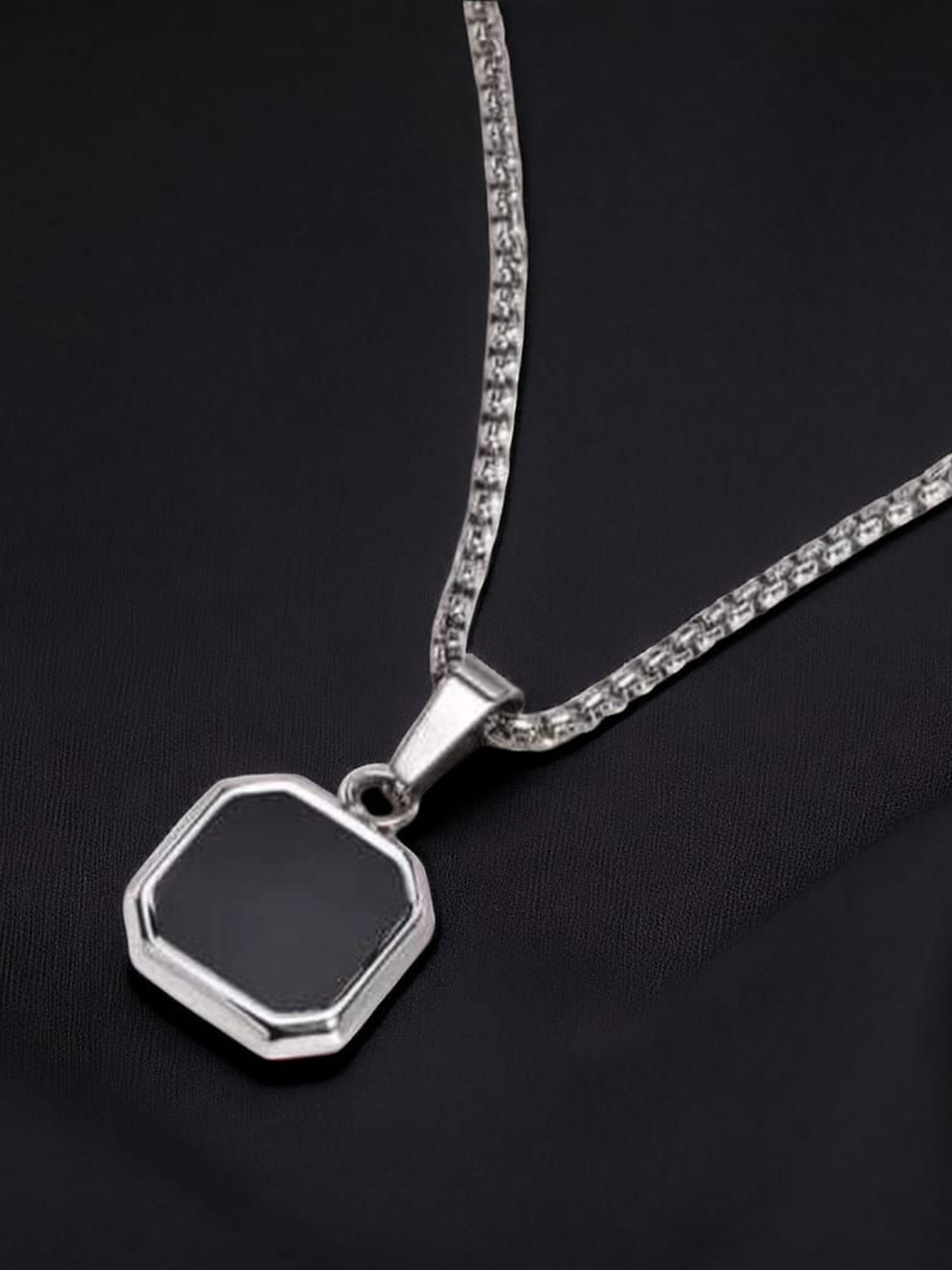 Omaya Jewels Men Hexagonal Pendant With Chain
