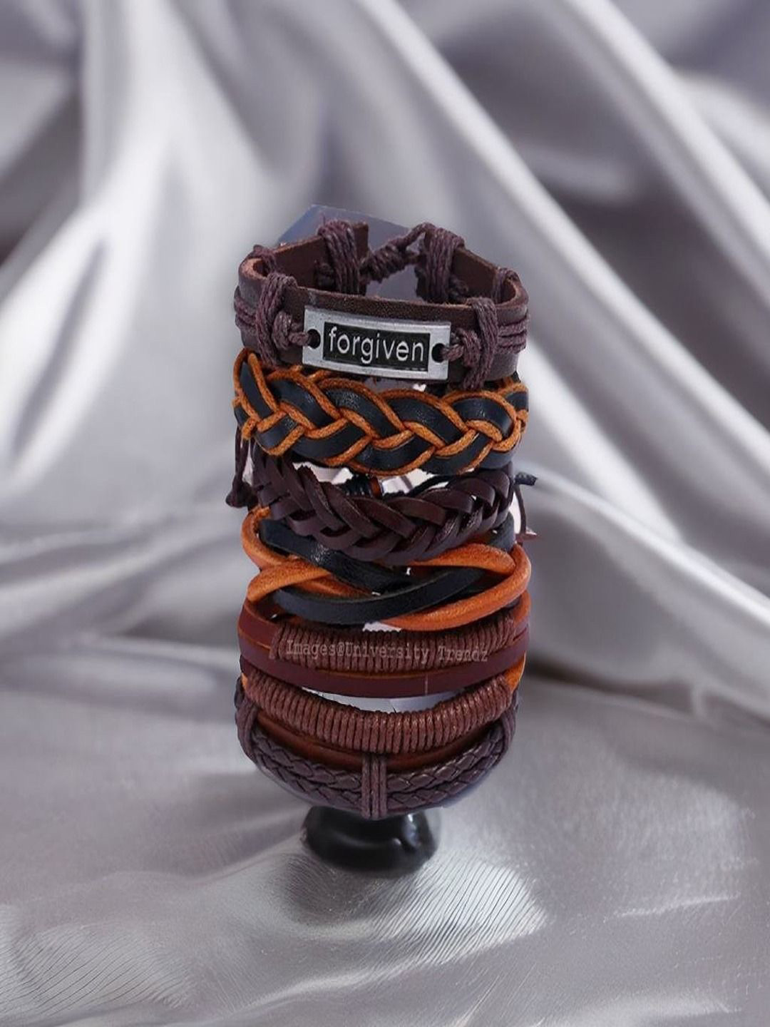 The Roadster Lifestyle Co Men's Set Of 6 Punk Braided Faux Leather Bracelet