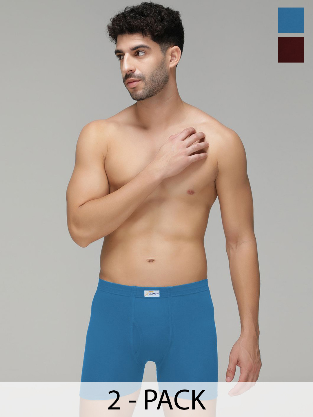 Amul Comfy Pack Of 2 Pure Cotton Long Trunks AC-FCTRIE-MAR-SB-XS-2PC