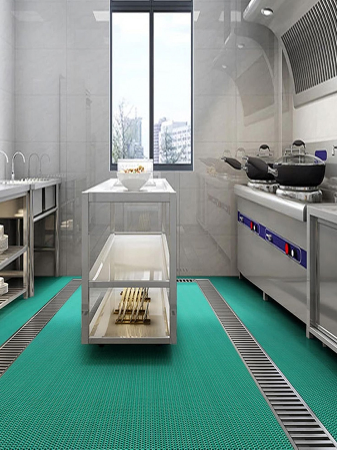 AMRO BEAUTILITY NEEDS Green Textured Anti-Skid Rubber Floor Mats