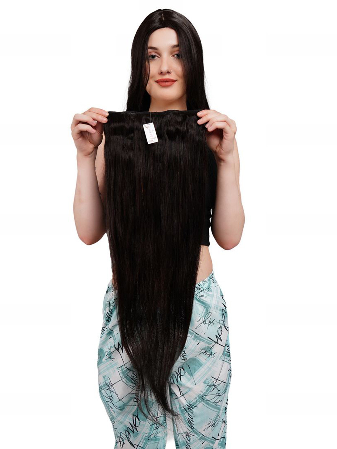 RITZKART Straight Halo Scalp Topper Hair Extension - 14 Inches - Black