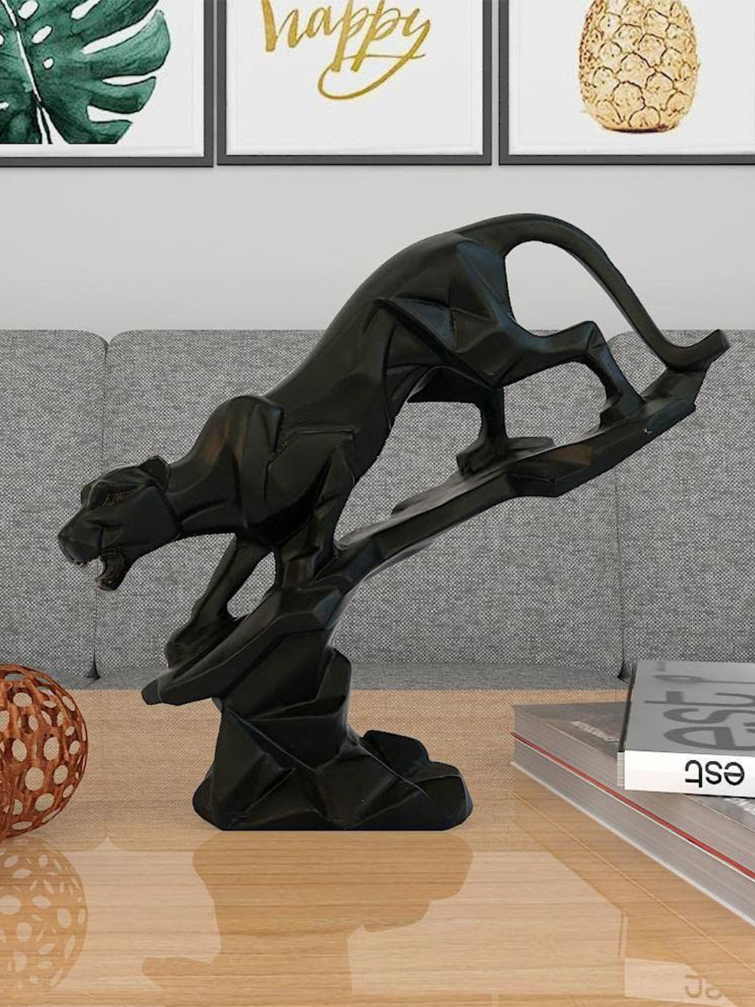 CRAFTAM Black Panther Birds and Animals Figurine Showpiece