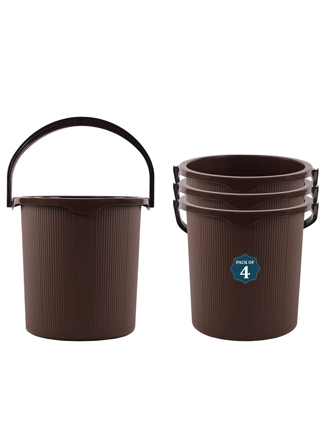 Kuber Industries Magnite Brown 4 Pieces Striped Bucket 25L