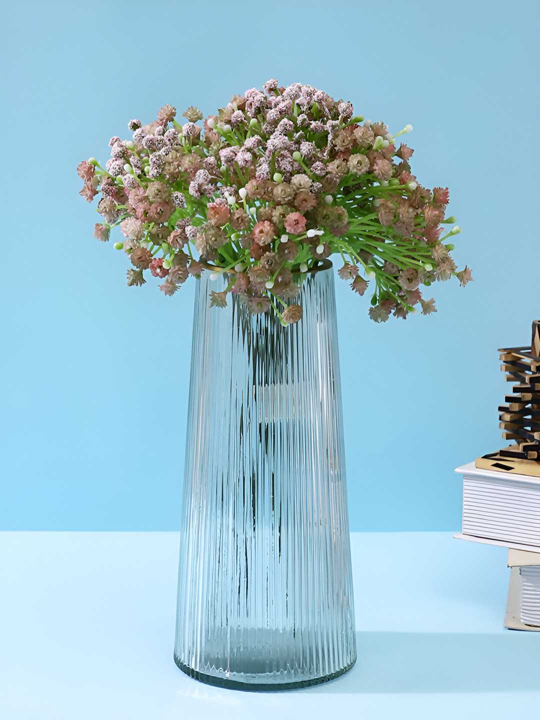 TAYHAA Pink & Green 2 Pieces Gypsophilia Babys Breath Artificial Flower