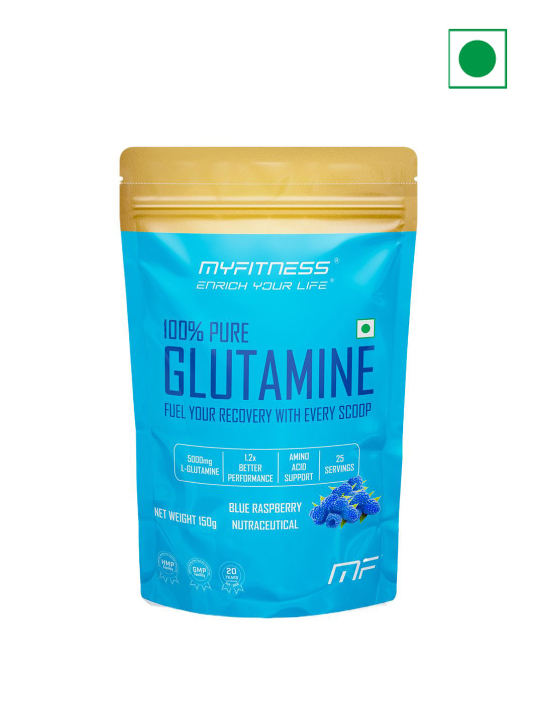 Myfitness 100% Pure Glutamine Powder Blue Raspberry 150g - 25 Servings