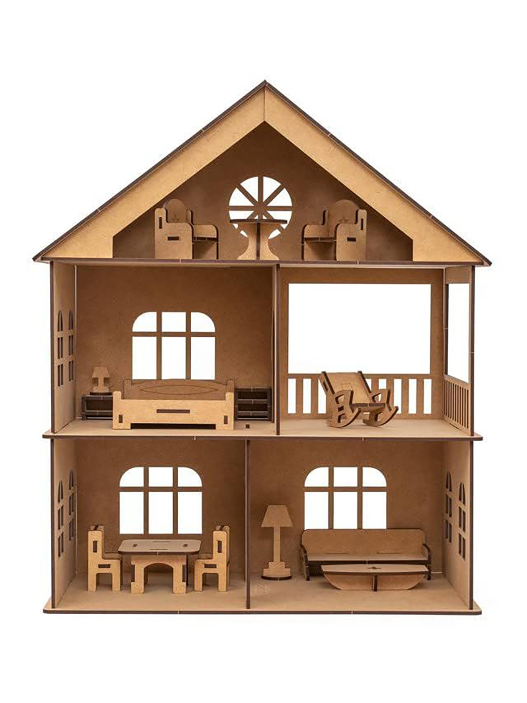 Clapjoy Kids Wooden Toy House with Furniture Do-It-Yourself Kit