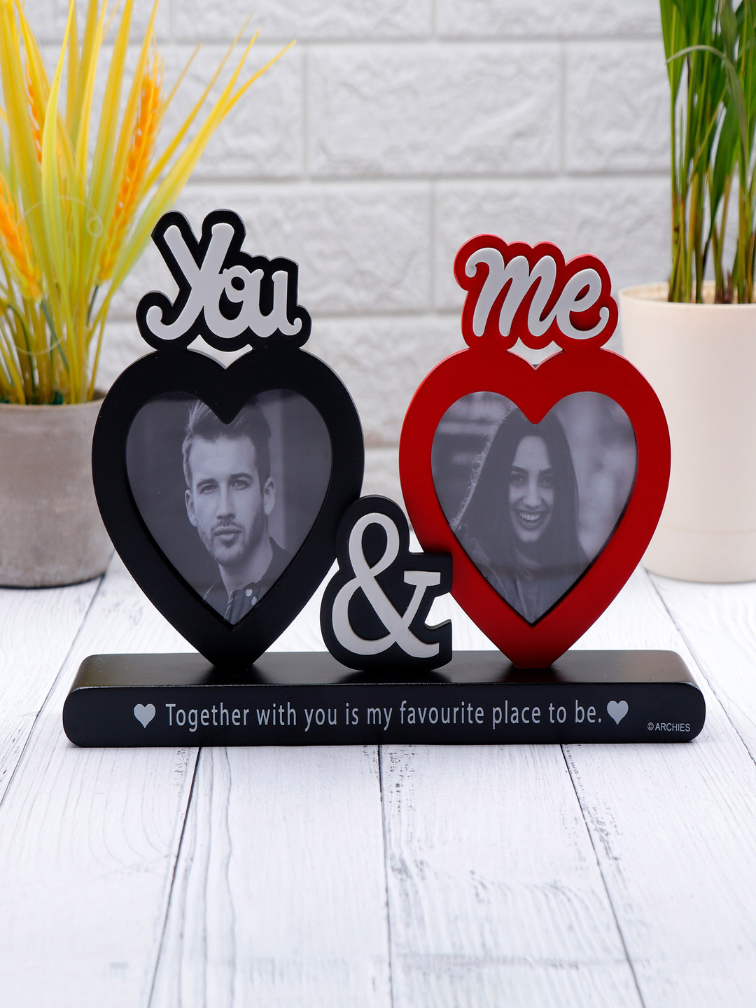 Archies Red & Black Printed Wooden Table Photo Frame