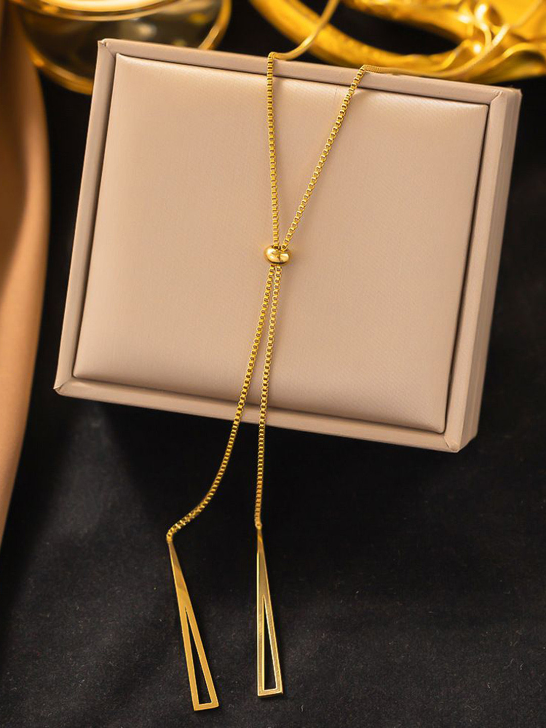 MEENAZ Gold-Plated Triangle Pendant Chain