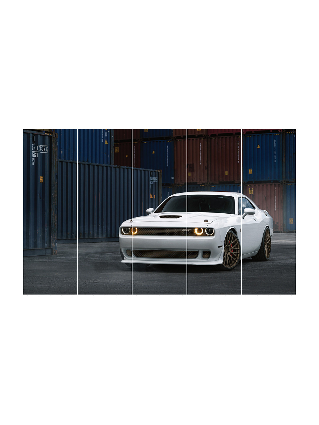 Inephos White & Grey 5 Pieces Creative Artwork Vinyl Wall Art