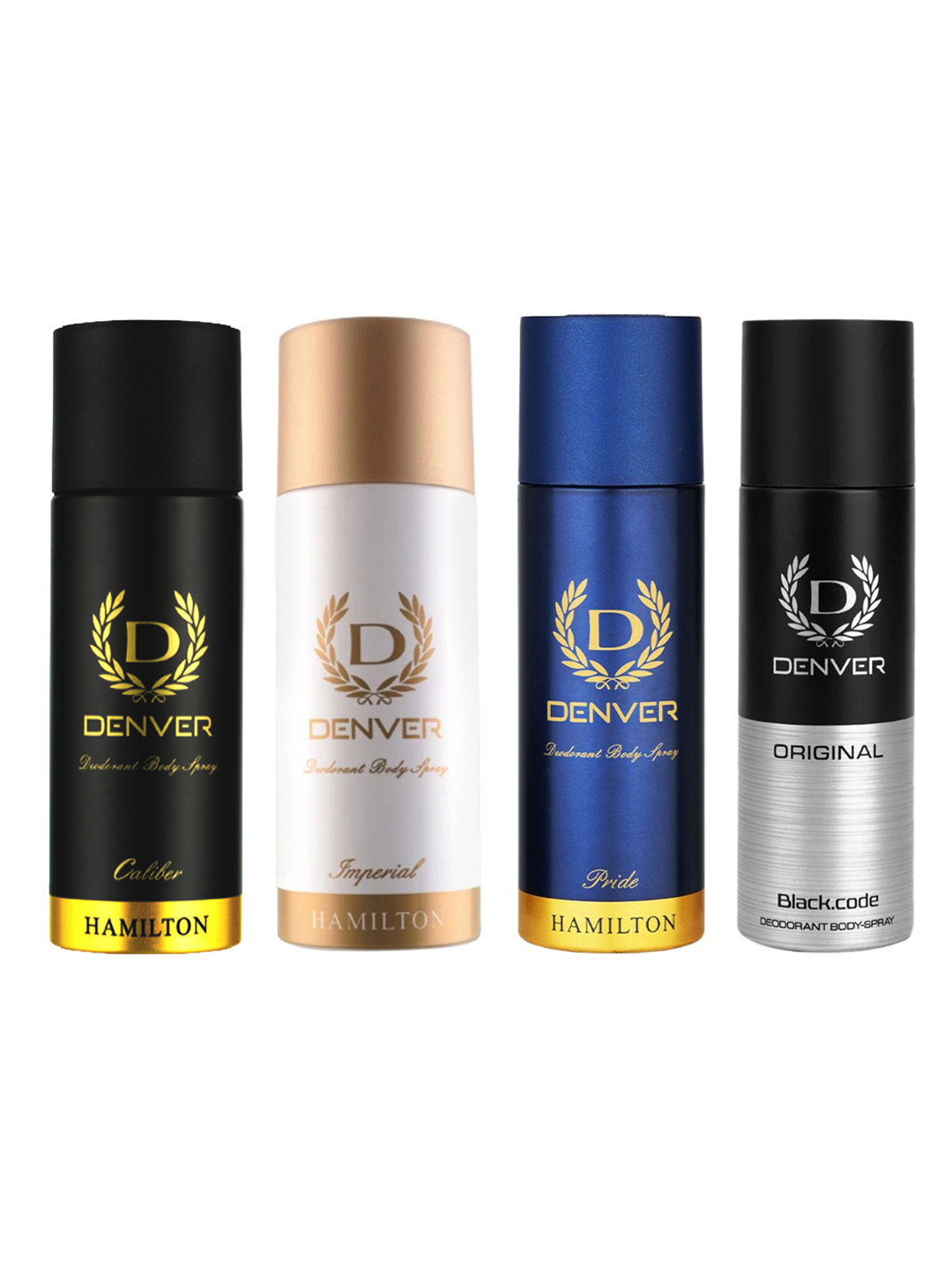 Denver Men 4-Pcs Body Deodorant Spray 50 ml each - Pride + Imperial + Caliber + Black.Code