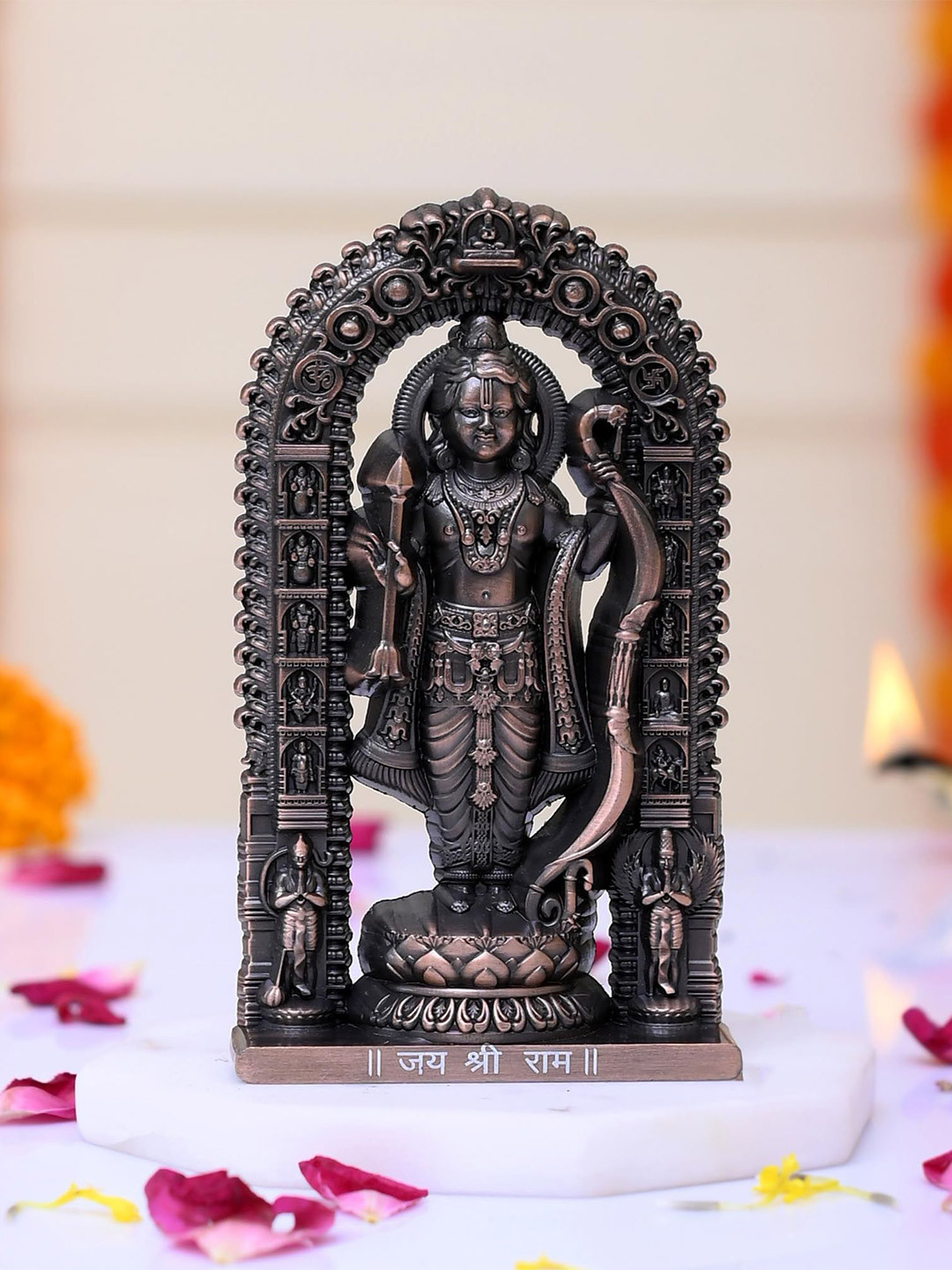 CRAFTAM Copper-Toned and Black Shree Ram Lalla Murti Metal Religious Idol Showpiece