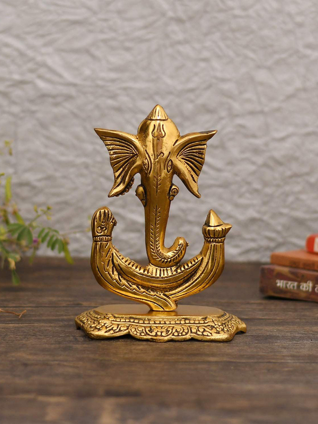 CRAFTAM Gold-Toned and Black Ganesha Religious Idol Showpiece