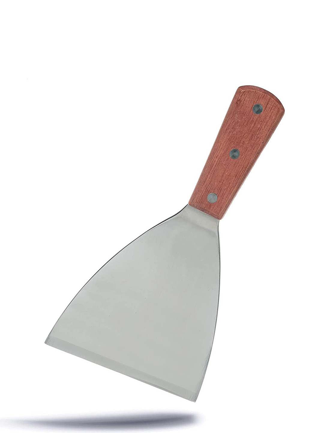 Baskety Brown Silver Stainless Steel Grill Scraper With Wooden Handle