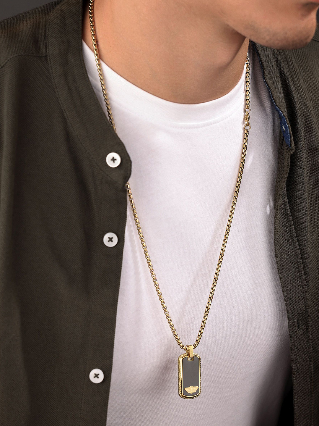 Police Men Stainless Steel Geometric Shaped Stamp Pendants With Chains