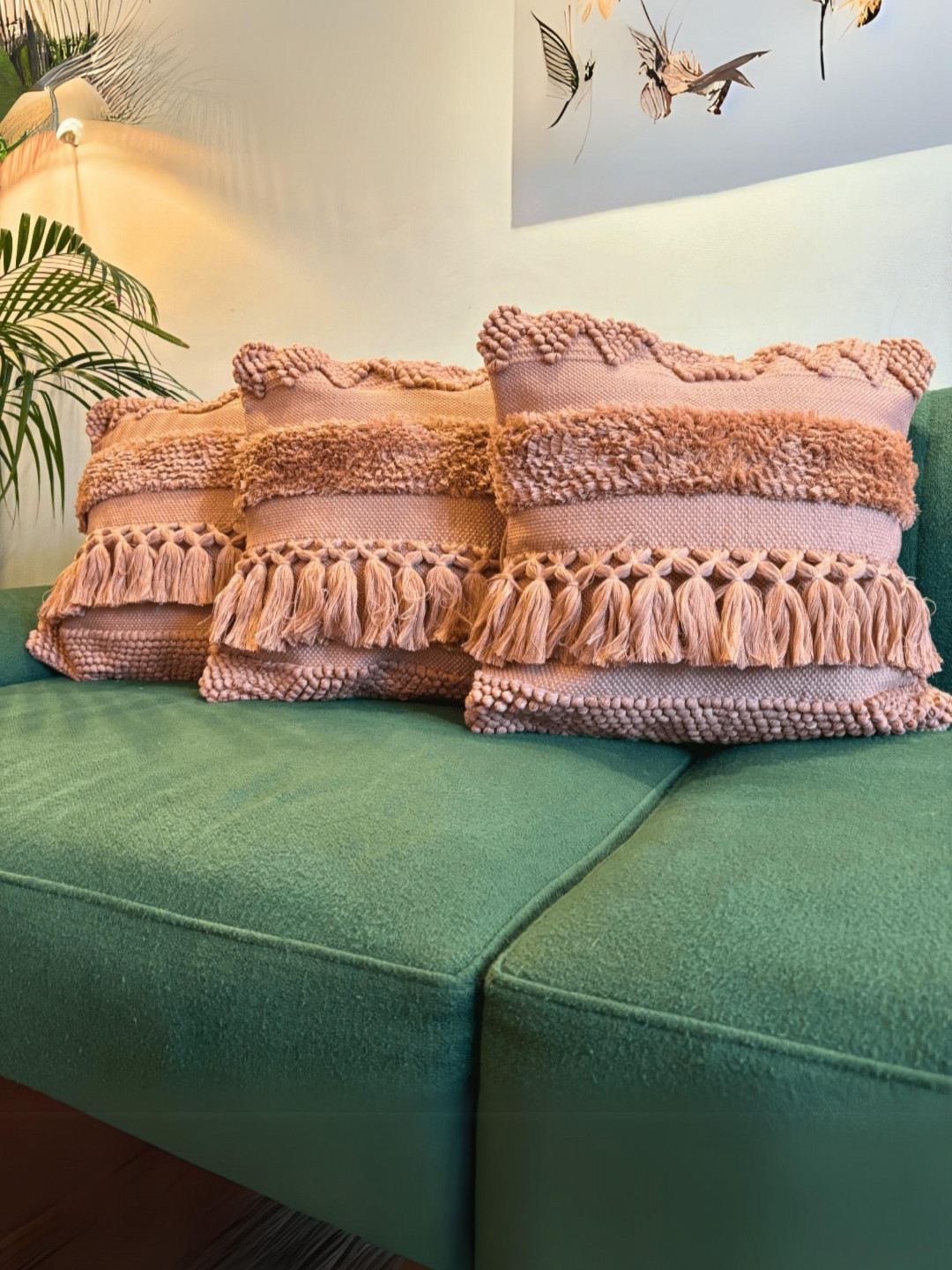 LUSHLYF Peach 3 Pieces Peach Delight Tufted Cushion Covers