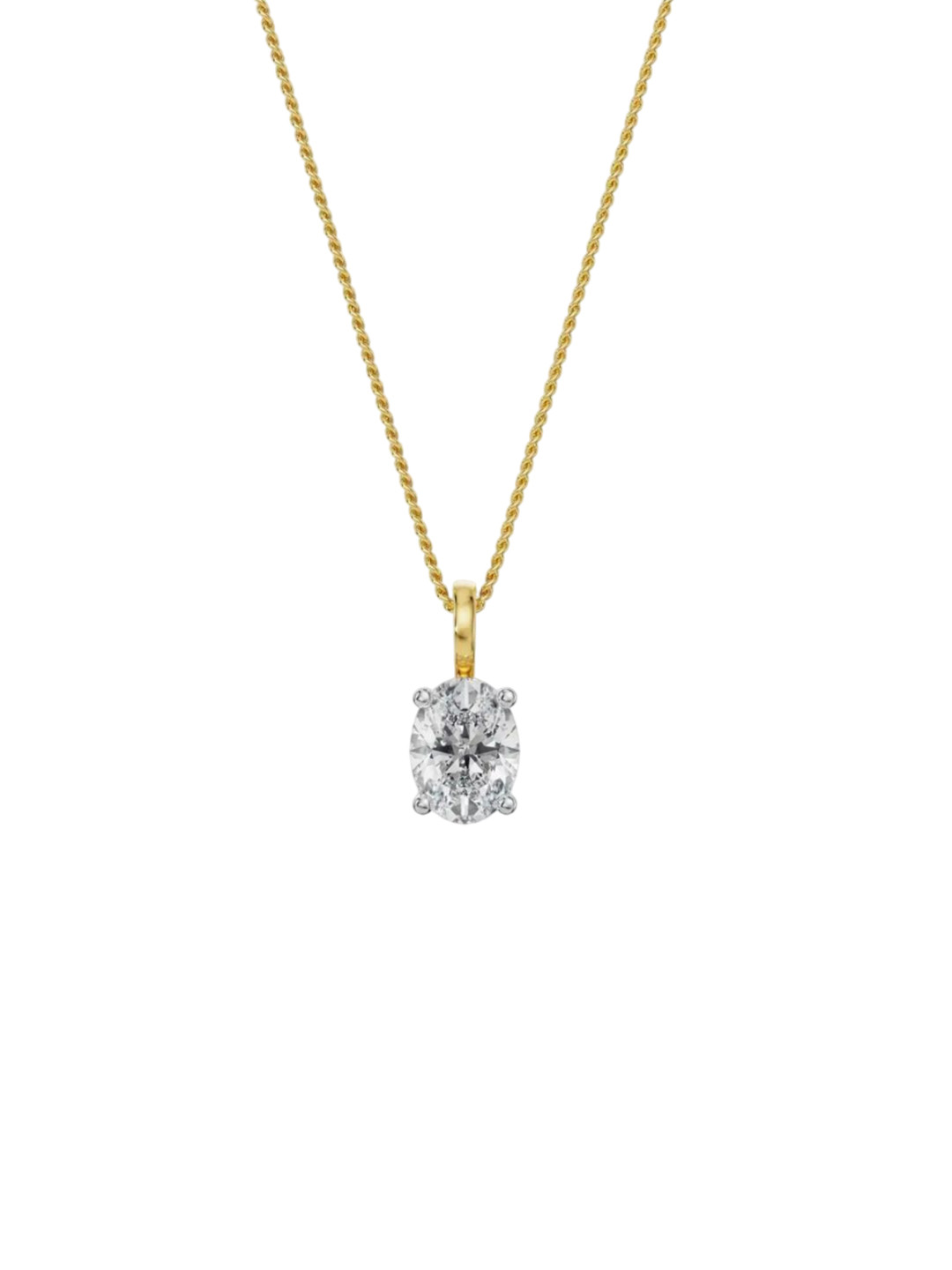 Emori Solitaire Oval Lab Diamond Pendant in 18KT Gold