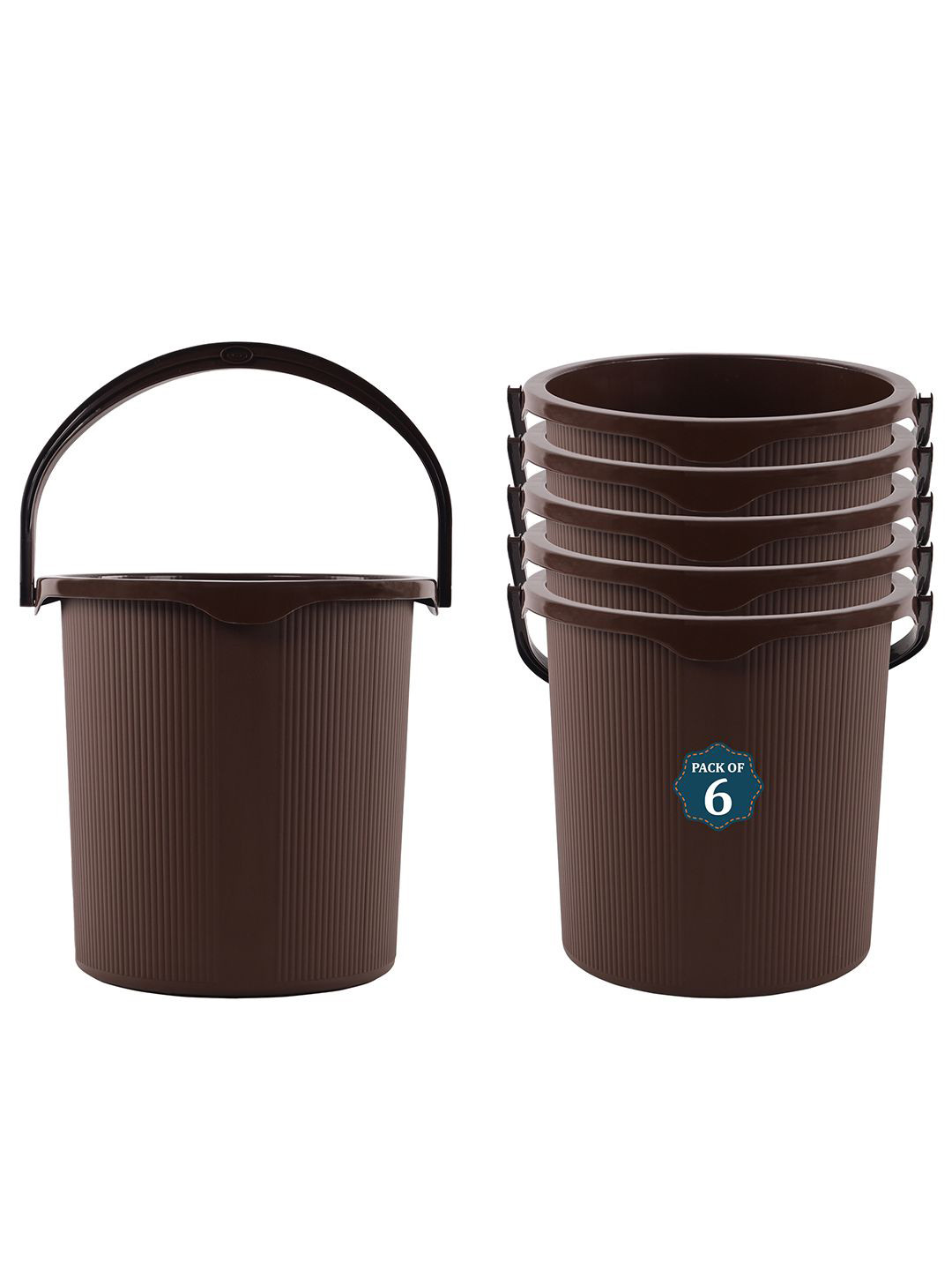 Kuber Industries Magnite Brown 6 Pieces Striped Bucket 25L