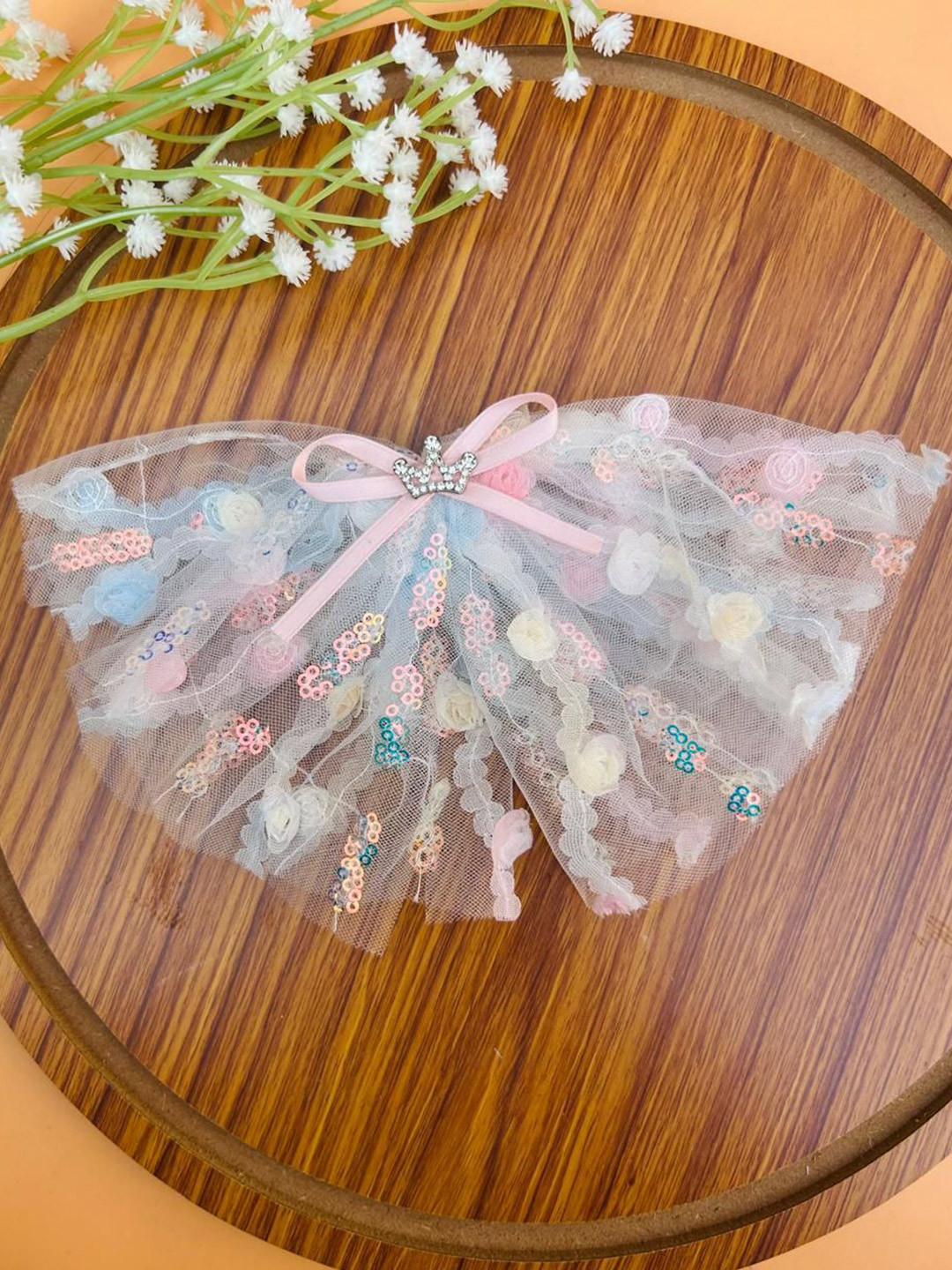 Radhya Accessories Women Embellished D Shaped Crown Alligator Hair Bow Clip