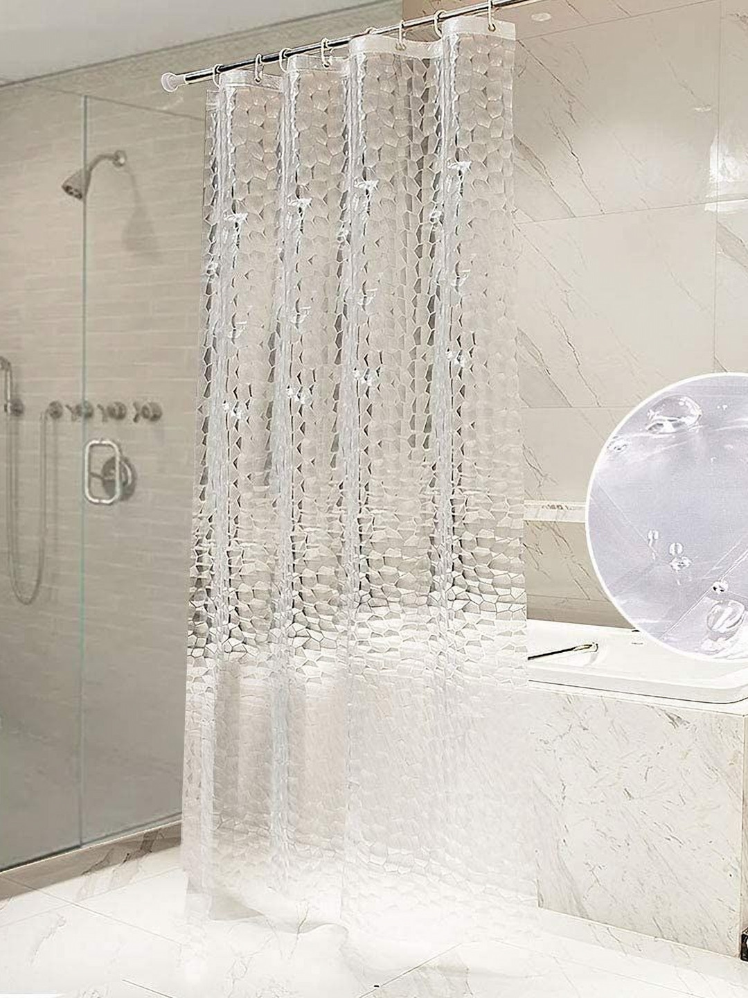 CASA-NEST White Textured Shower Curtain