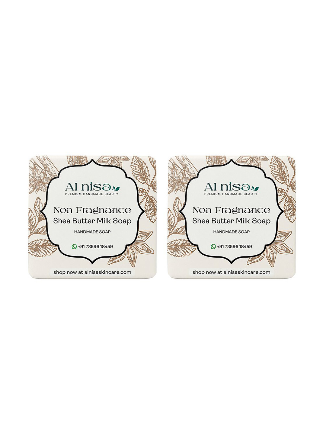Al Nisa Set Of 2 Shea Butter Handmade Soap- 100 g Each