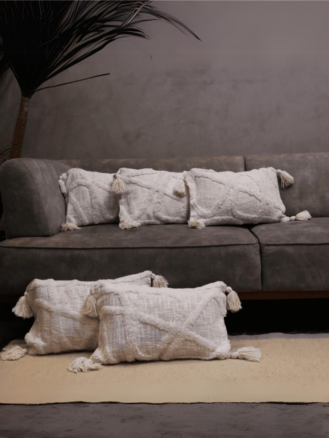 LUSHLYF Off White 5 Pices Ivory Dream Tufted Cushion Covers