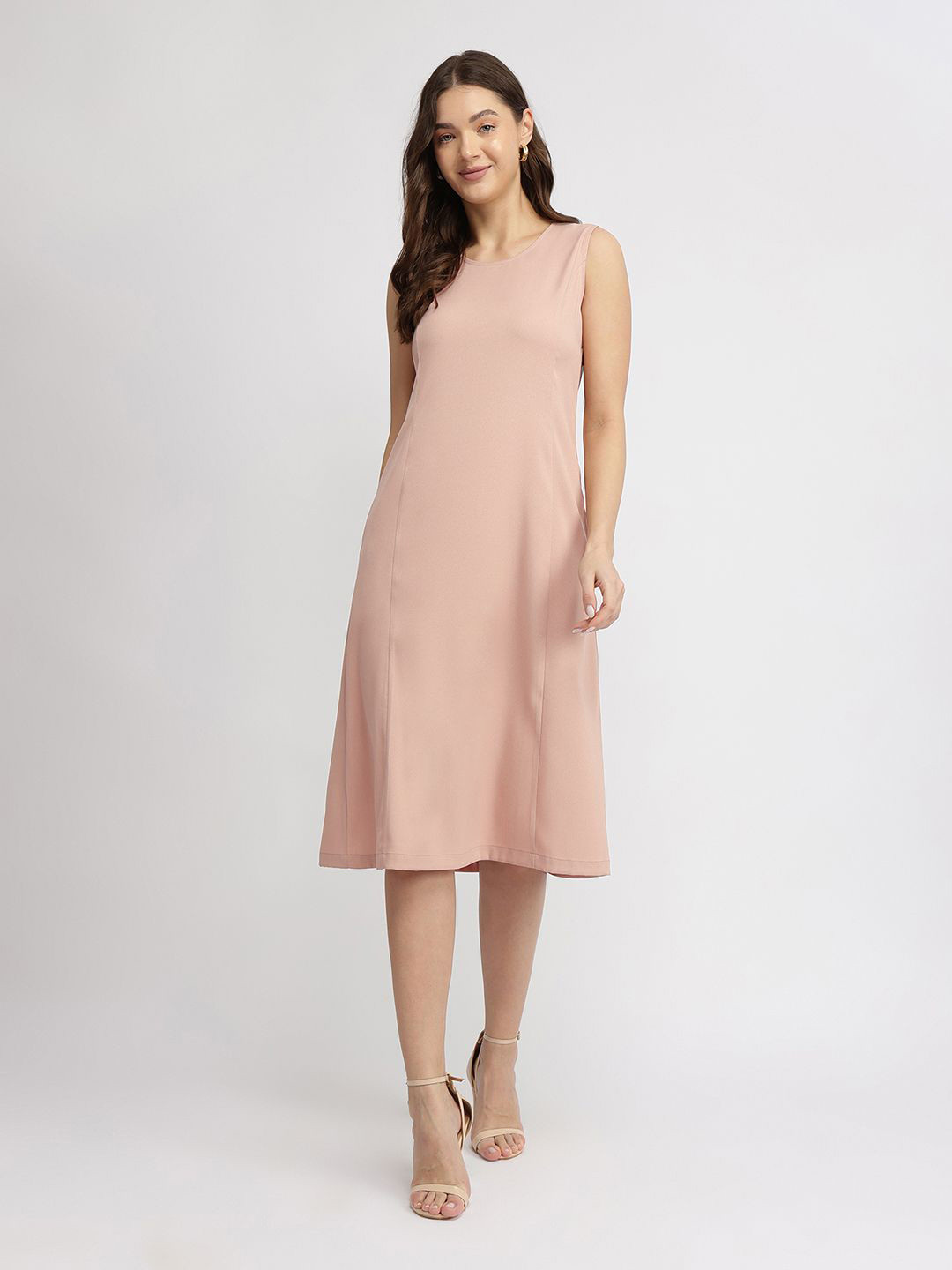 FableStreet A-line Midi Women Dress - Blush Pink