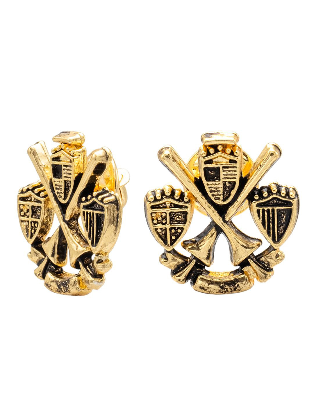 bodha Men Sporty Gold-Plated Baseball With Flag Statement Brooch