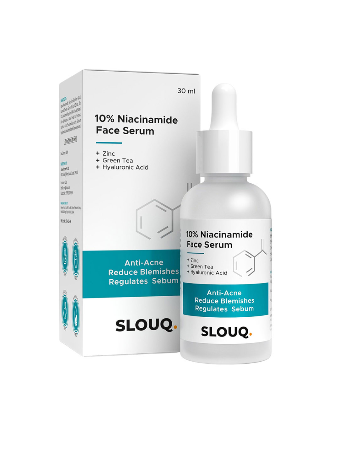 Slouq 10% Niacinamide Face Serum With Zinc For Acne & Dark Spots - 30 ml