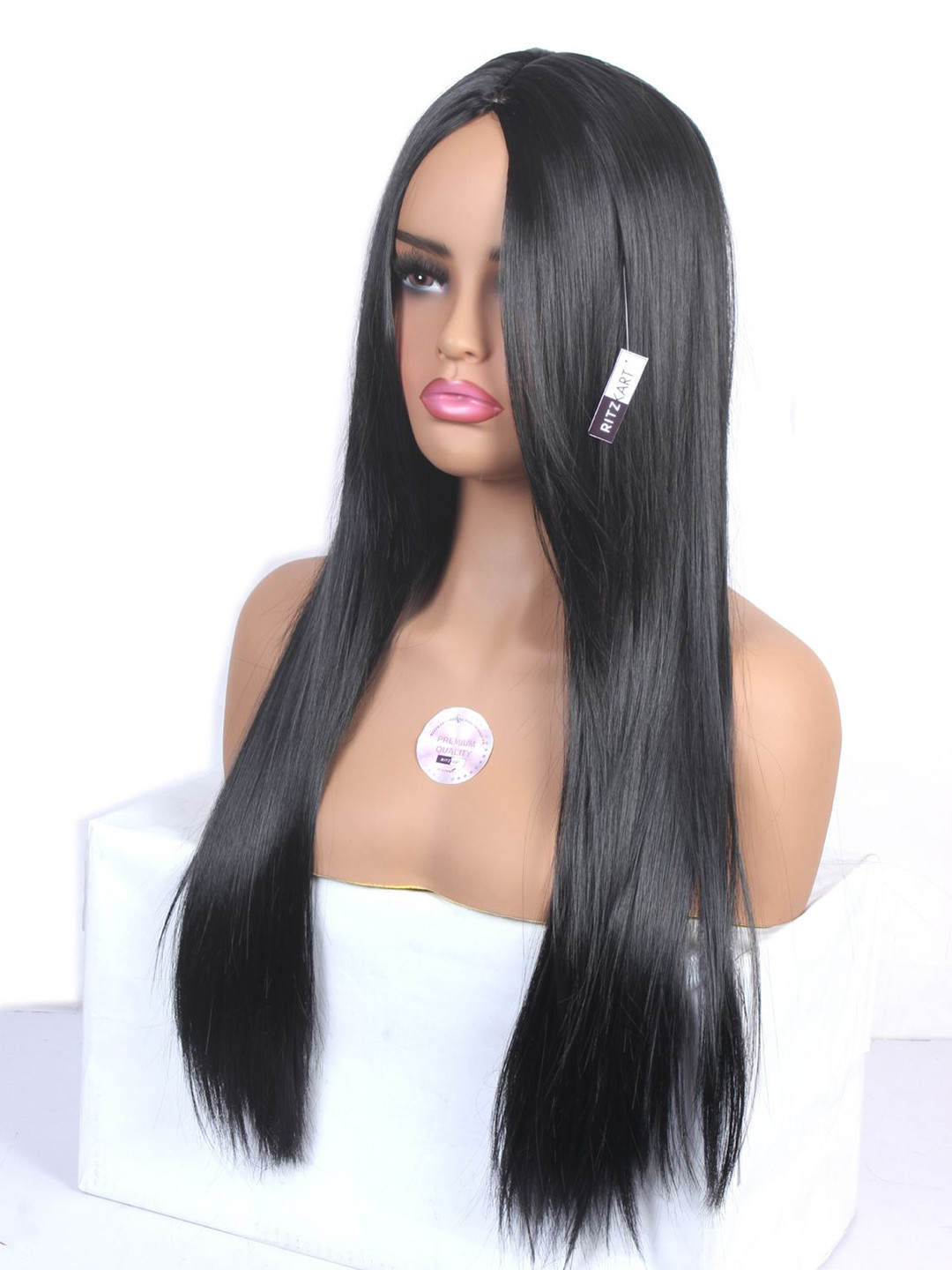 RITZKART Straight Halo Scalp Topper Hair Extension - 28 Inches - Black