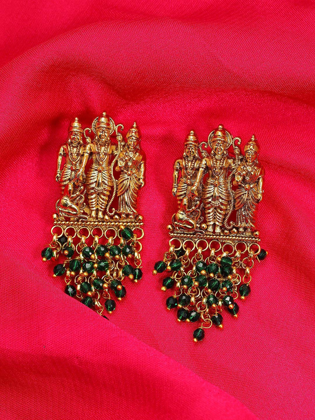 Exotic India Brass Ram Darbar Chandbali Earrings