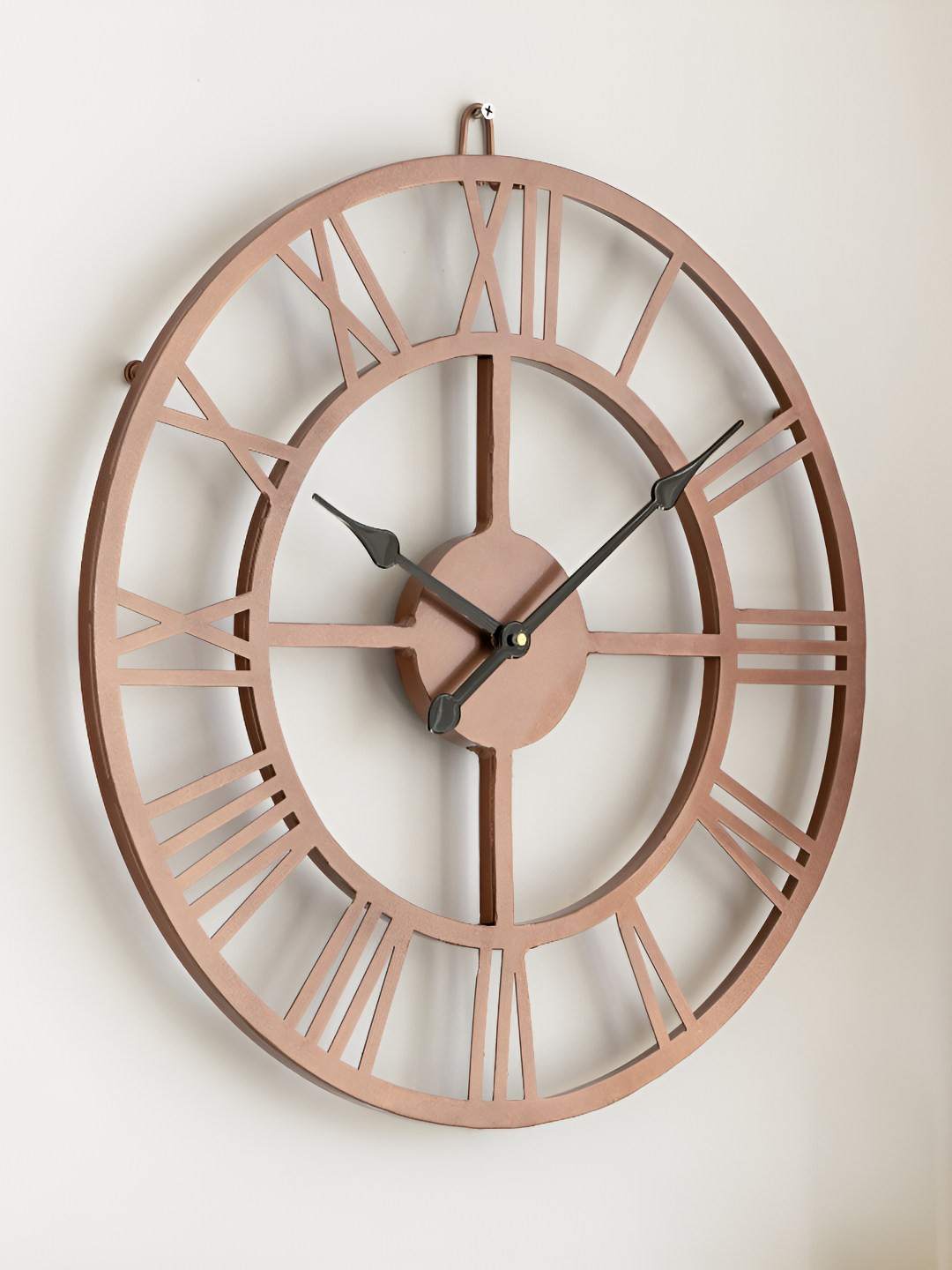 CRAFTEL Pink & Black Analogue Metal Round Contemporary Roman Dial Wall Clock